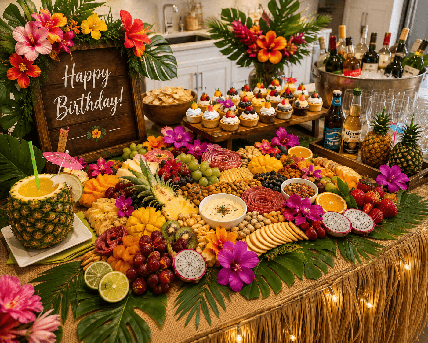 Tropical birthday spread